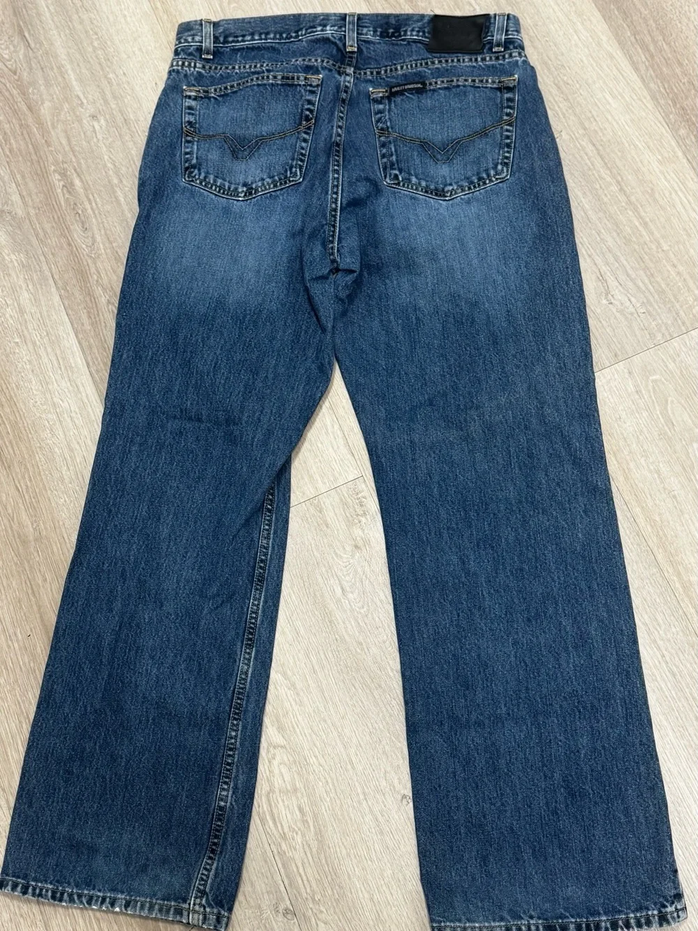 Harley Davidson Blue Denim Jeans Men’s 36x32 Straight Leg Y2K ‘08 Moto Biker